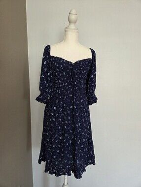 Faithfull the Brand Sage Mini Dress Luda Floral Navy XL NWT